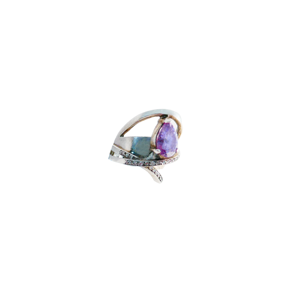 STELLA WITH DIAMONDS AMETHYST SILVER Pinky Ring